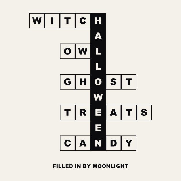 Crossword design built on the word HALLOWEEN