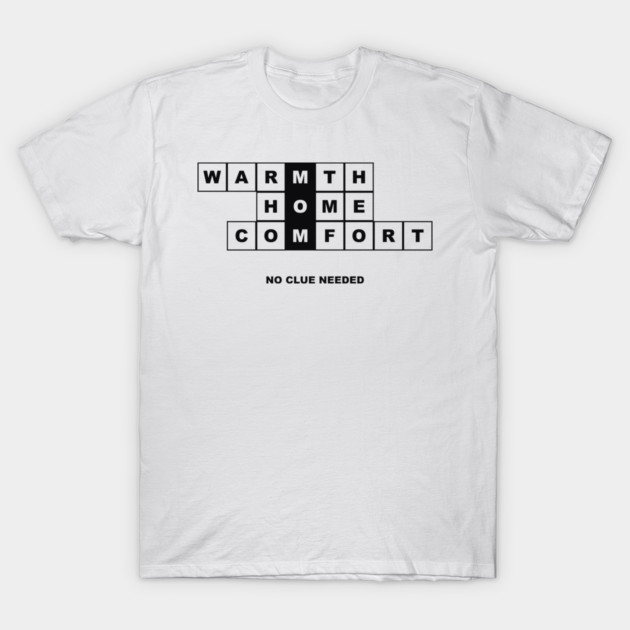 White t-shirt printed with a crossword built on the word MOM